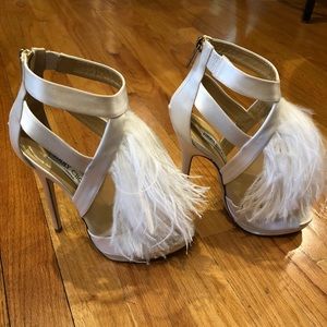 Jimmy Choo Teazer Ostrich Feather Satin Sandals